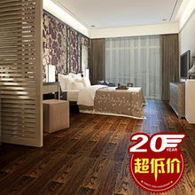 四合地板20周年慶典特惠 實(shí)木白櫟手工刨胡桃色企口18mm地板廠家直銷，焦點(diǎn)家居商城僅319元